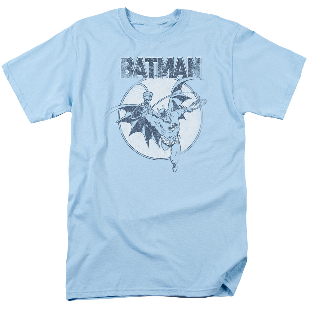 Batman Swinging Bat Mens T Shirt Light Blue Officially Licensed