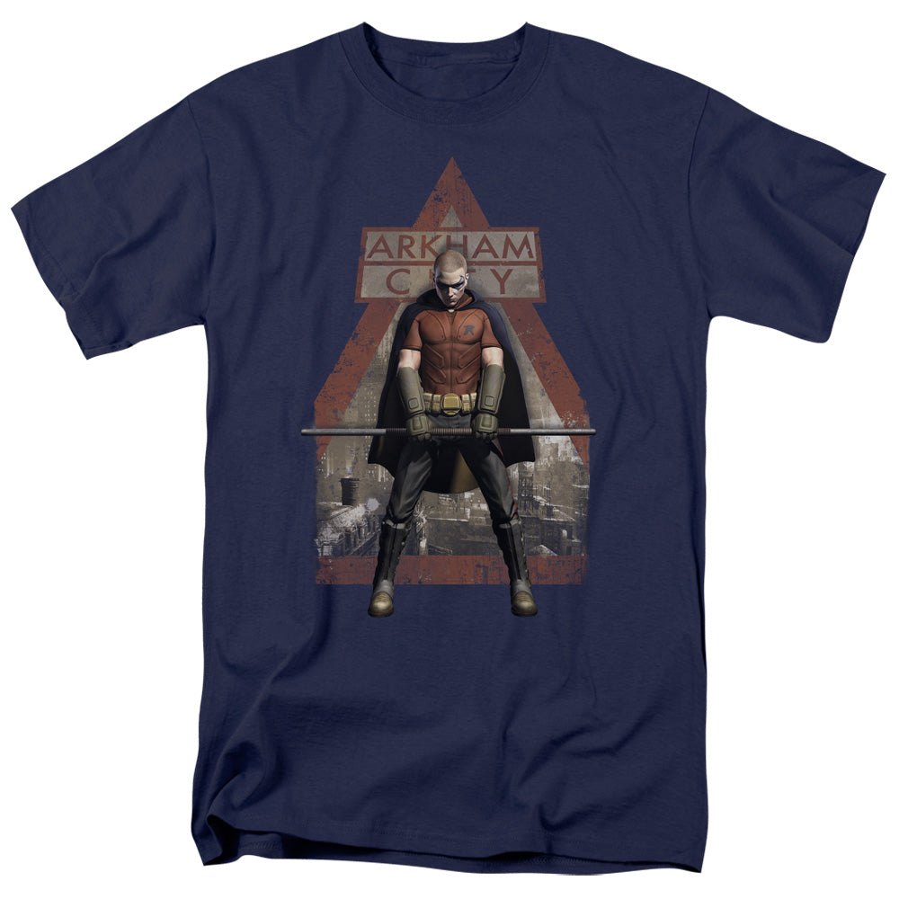 Batman Arkham City Arkham Robin Mens T Shirt Navy Blue Officially Licensed