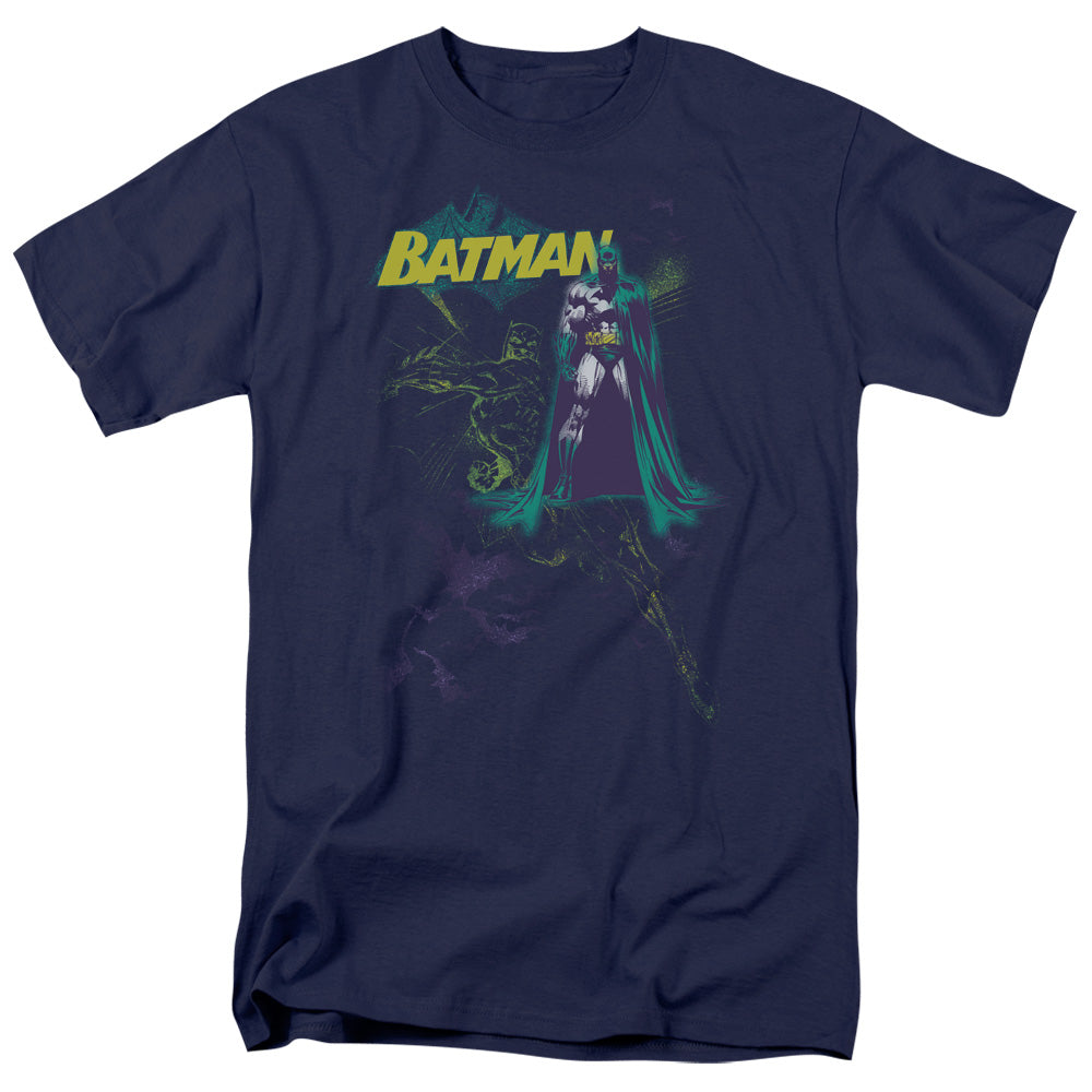 Batman Bat Spray Mens T Shirt Navy Blue Officially Licensed