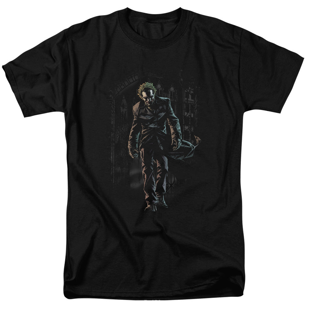 Batman Joker Leaves Arkham Mens T Shirt Black Officially Licensed