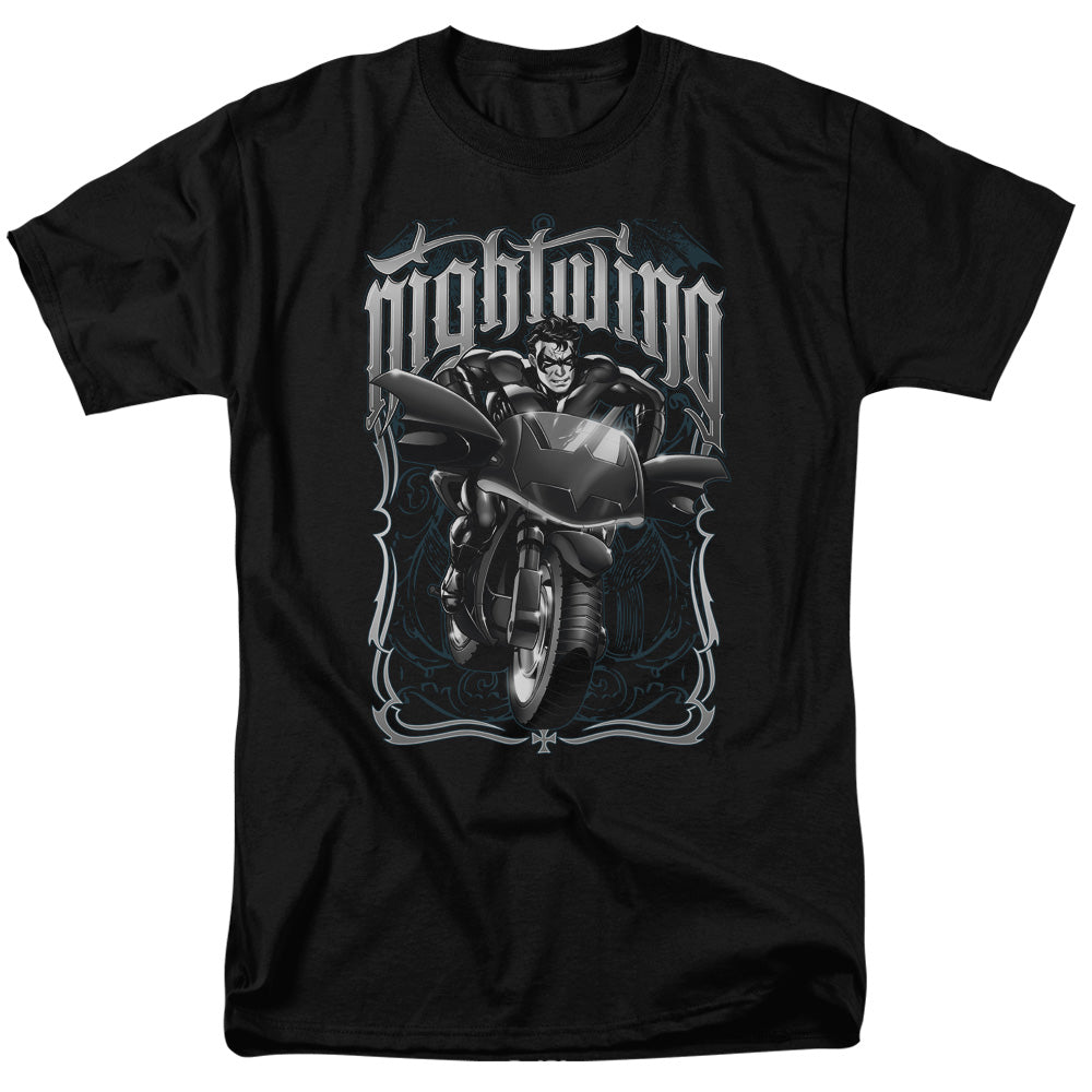 Batman Nightwing Biker Mens T Shirt Black Officially Licensed