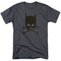 Batman Bat And Bones Mens T Shirt Charcoal Officially Licensed