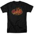Batman Flames Logo Mens T Shirt Black Officially Licensed
