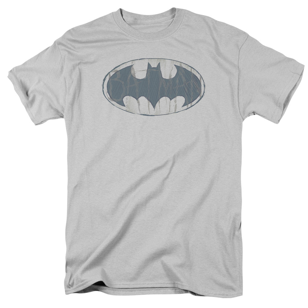 Batman Water Sketch Signal Mens T Shirt Silver Officially Licensed
