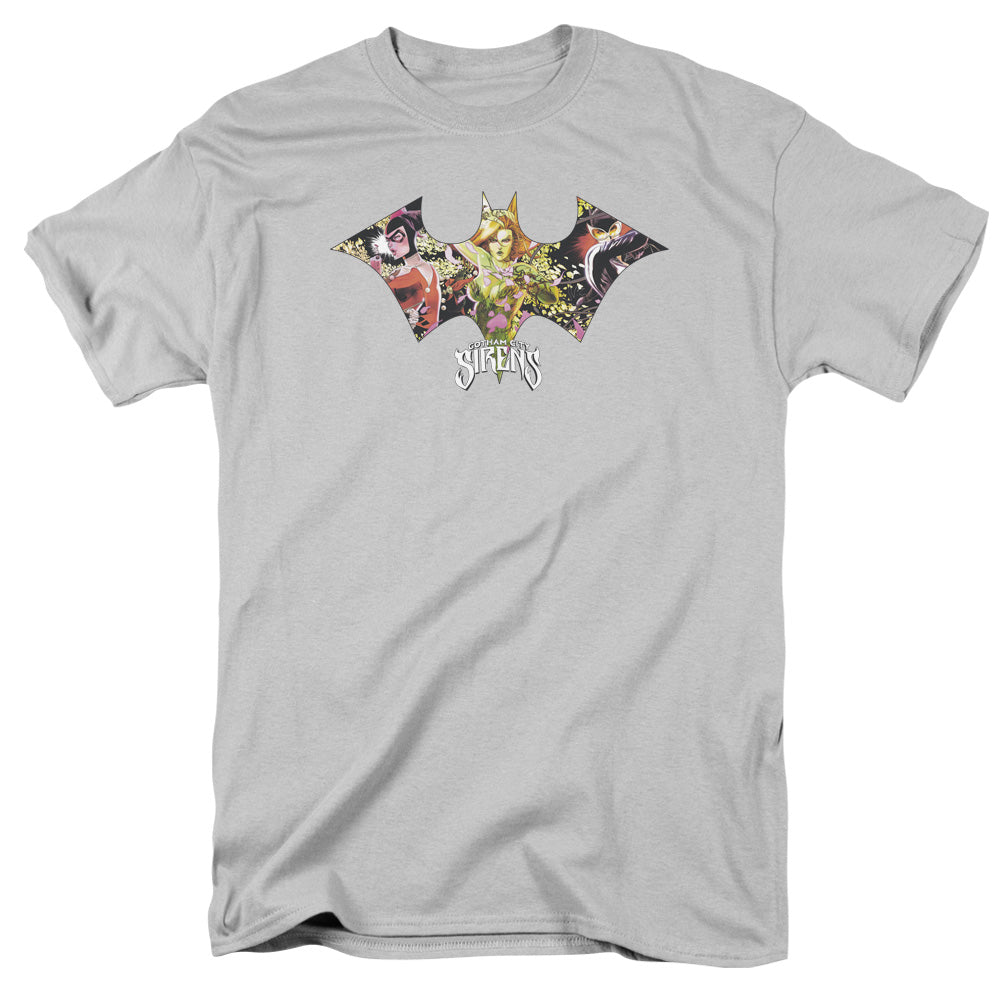 Batman Sirens Bat Mens T Shirt Silver Officially Licensed