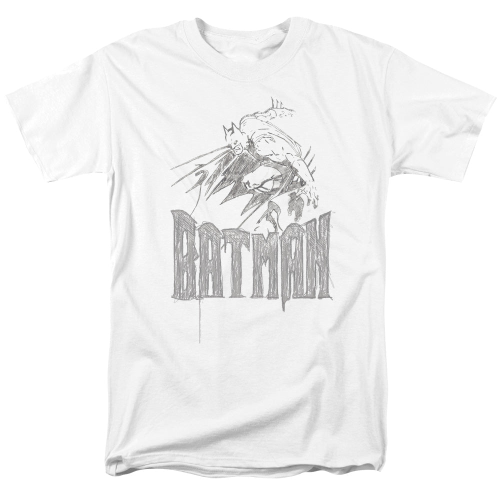 Batman Knight Sketch Mens T Shirt White Officially Licensed