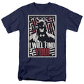 Batman I Will Find You Mens T Shirt Navy Blue Officially Licensed
