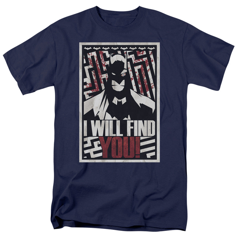 Batman I Will Find You Mens T Shirt Navy Blue Officially Licensed
