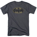 Batman Tattered Logo Mens T Shirt Charcoal Officially Licensed