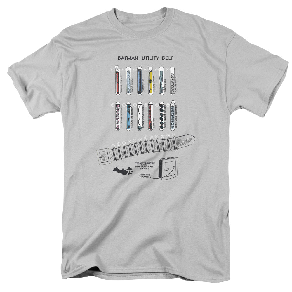 Batman Utility Belt Mens T Shirt Silver Officially Licensed