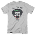 Batman Retro Joker Mens T Shirt Silver Officially Licensed