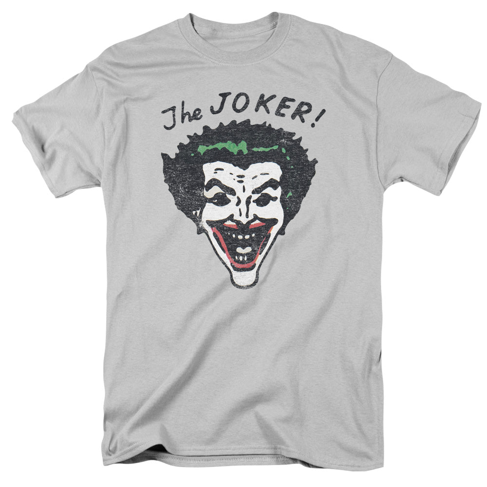 Batman Retro Joker Mens T Shirt Silver Officially Licensed