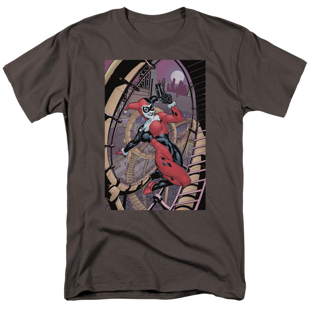 Batman Harley First Mens T Shirt Charcoal Officially Licensed