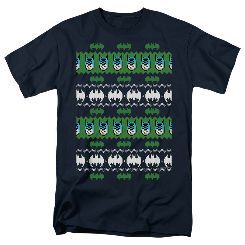 Batman Batman Christmas Sweater Mens T Shirt Navy Blue Officially Licensed