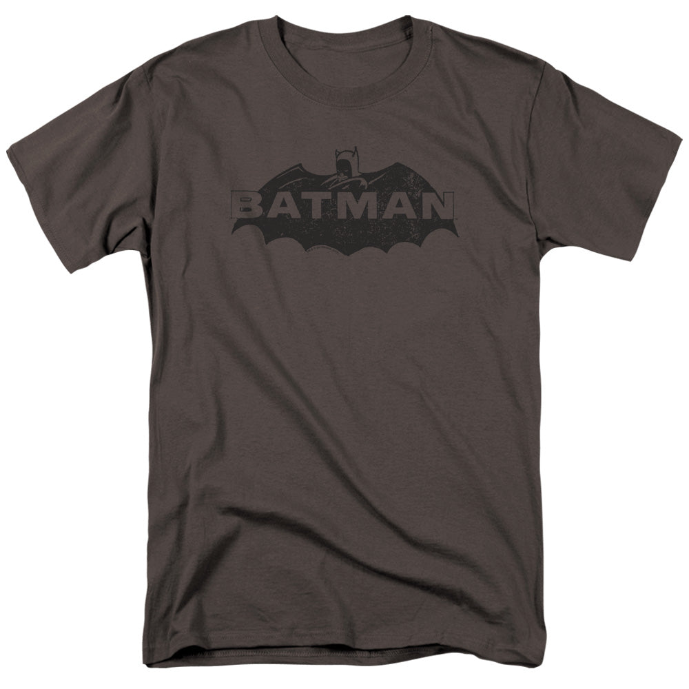 Batman Newsprint Logo Mens T Shirt Charcoal Officially Licensed
