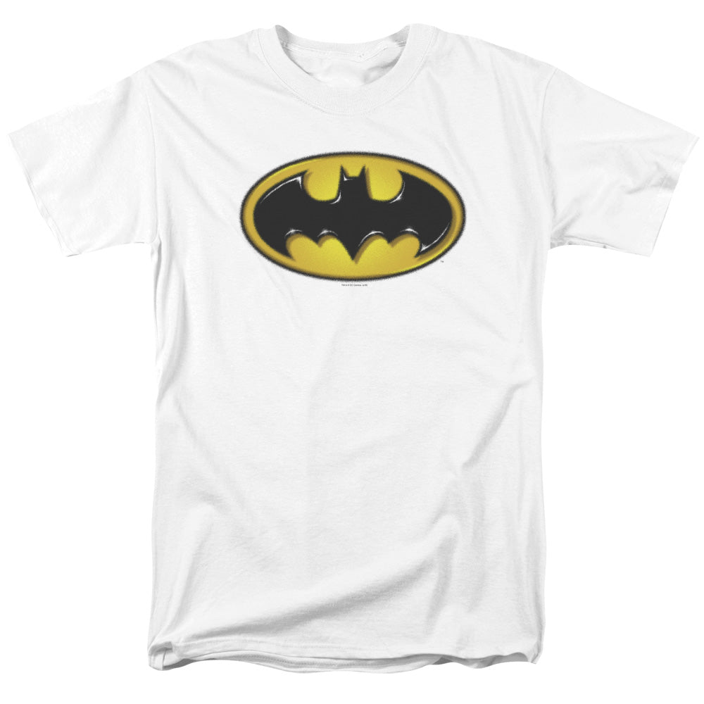 Batman Airbrush Bat Symbol Mens T Shirt White Officially Licensed