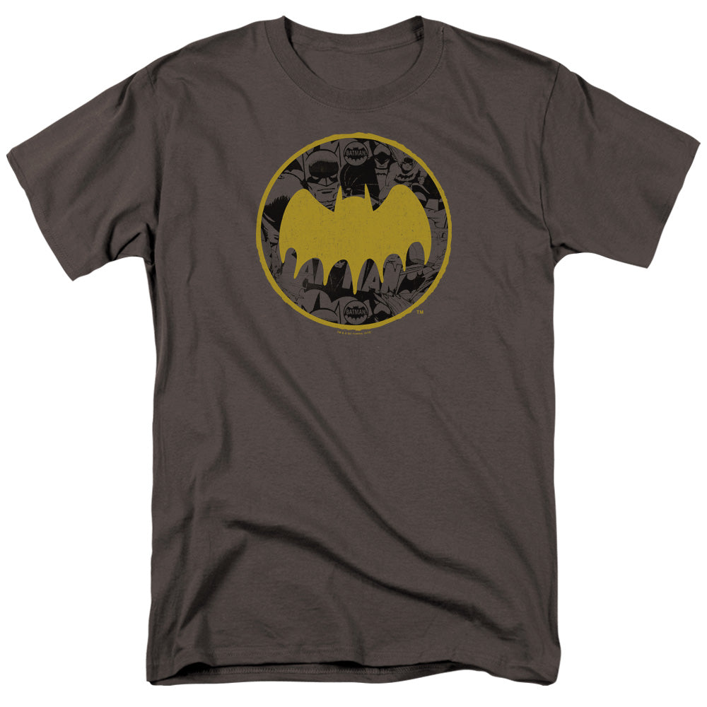 Batman Vintage Symbol Collage Mens T Shirt Charcoal Officially Licensed