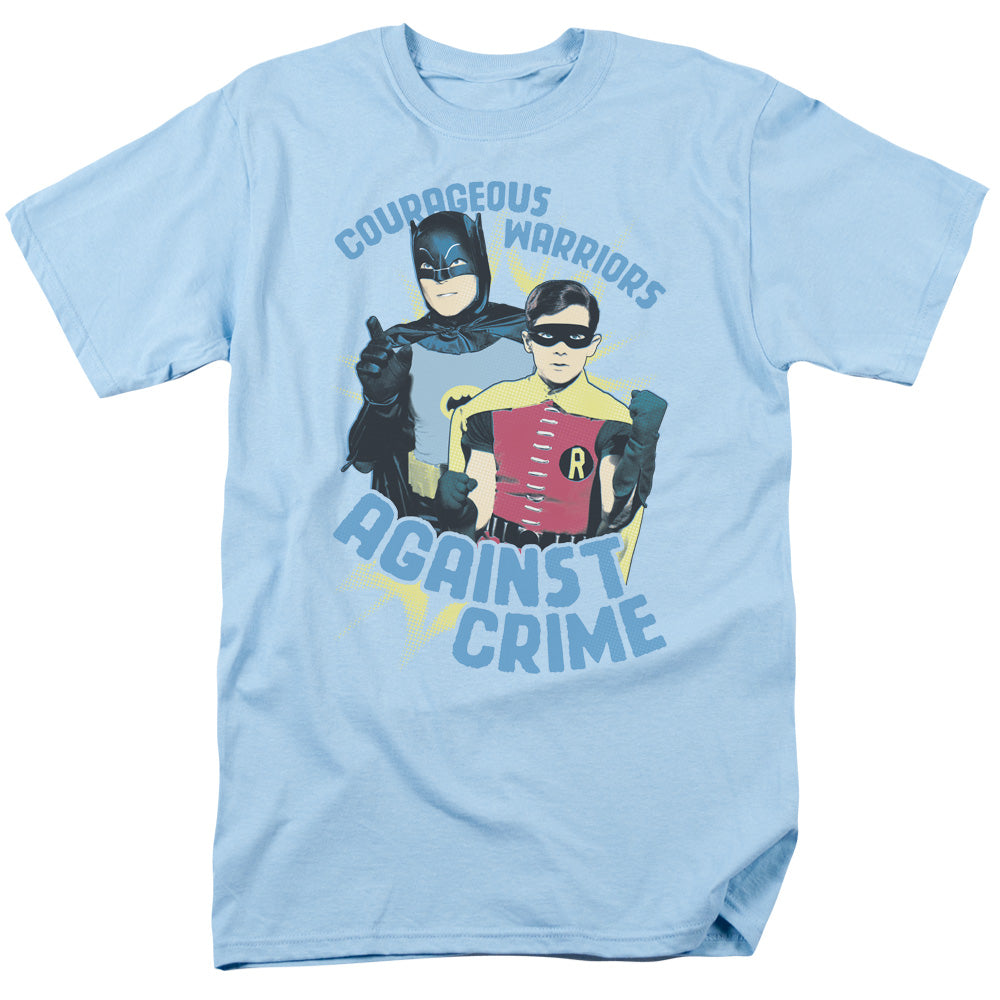Batman Classic Tv Courageous Warriors Mens T Shirt Light Blue Officially Licensed