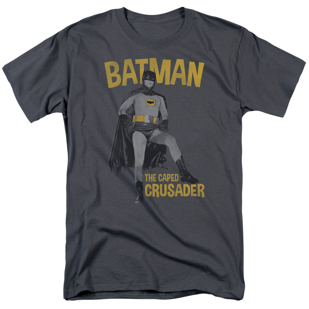Batman Classic Tv Caped Crusader Mens T Shirt Charcoal Officially Licensed