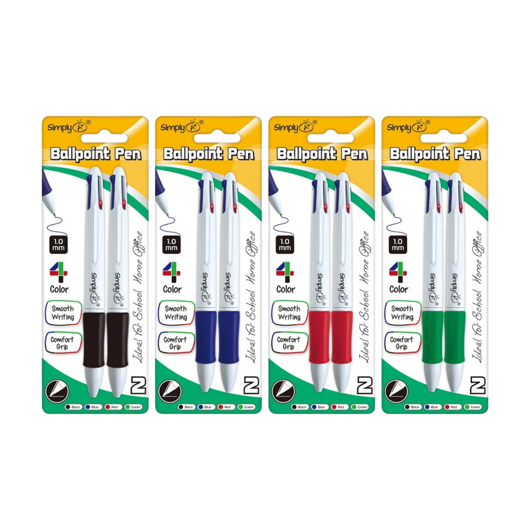 Bolígrafos Ballpoint 2 pk 4 colores