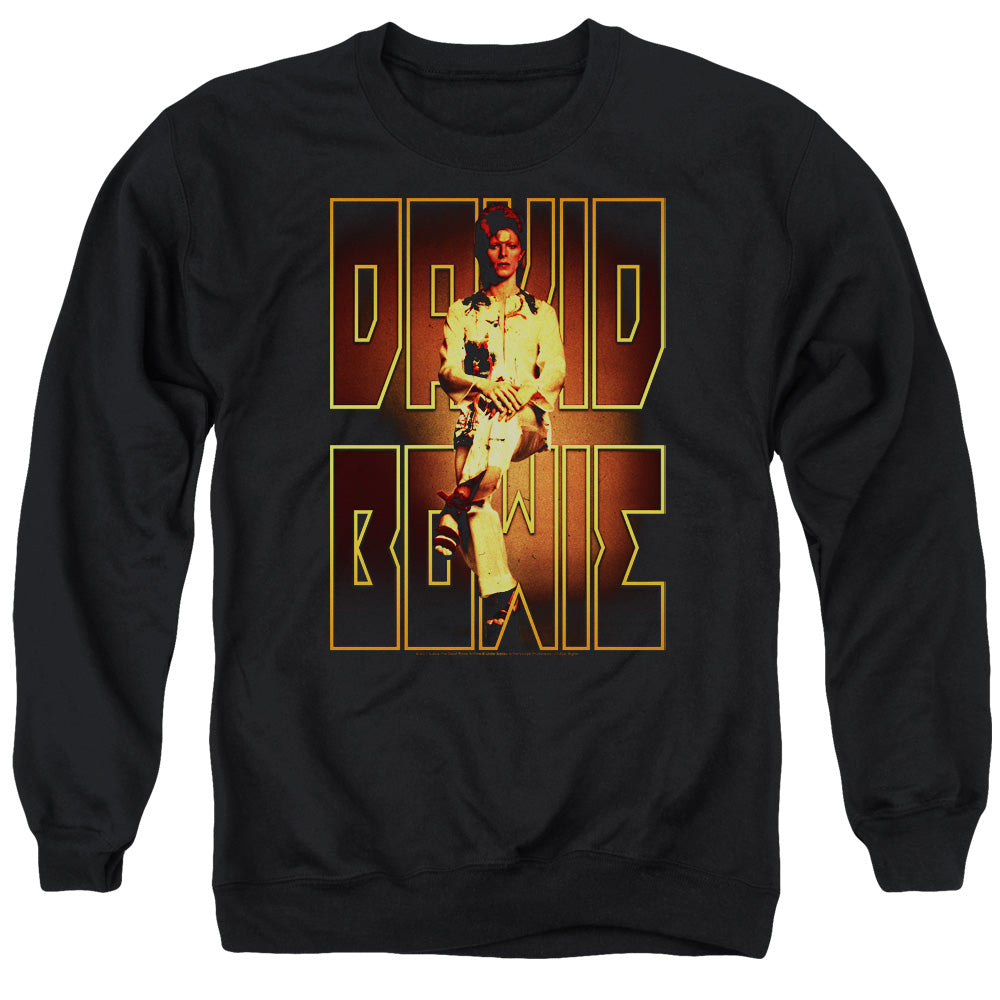 David Bowie Perched Mens Crewneck Sweatshirt Black Officially Licensed