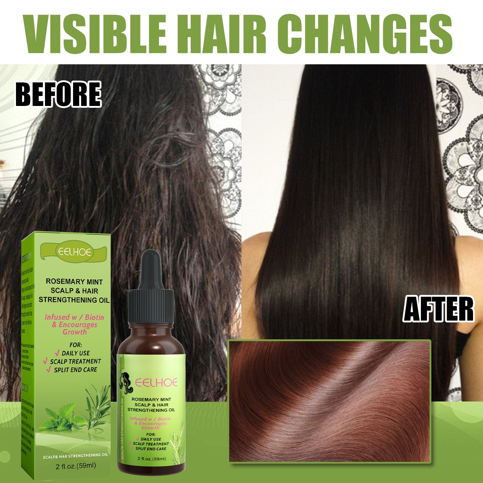 Mint Hair Nutrient Solution, Hair Growth Scalp Care Split Ends Care Strengthen Hair Essential Oil