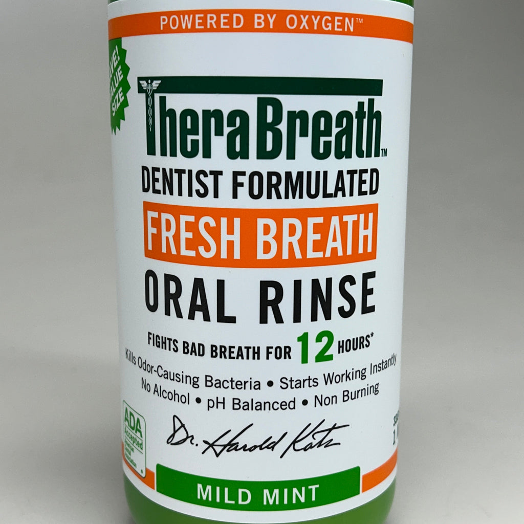 THERABREATH (2 PACK) Dentist Formulated Fresh Breath Oral Rinse 1 Liter each (07/26) Mild Mint