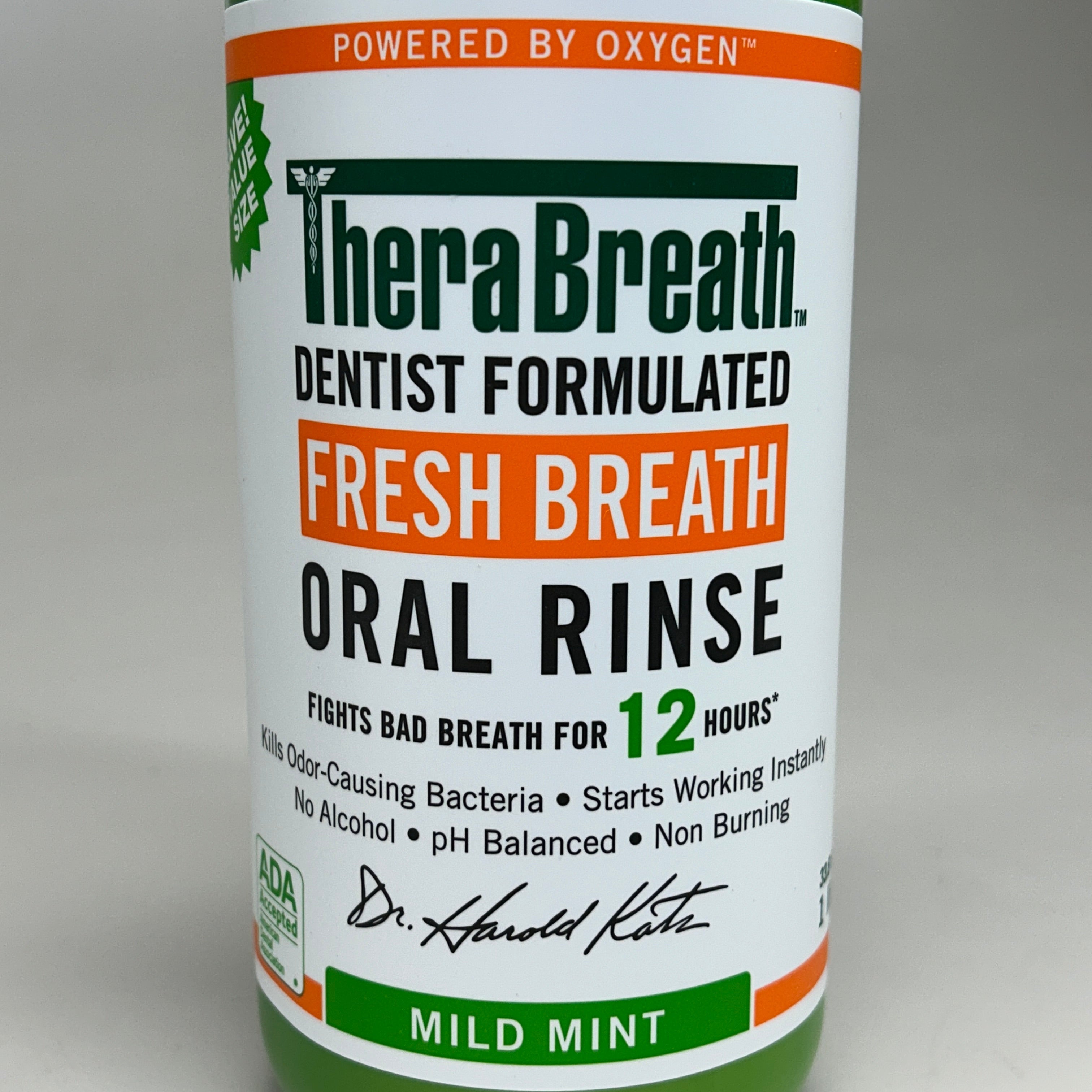 THERABREATH (2 PACK) Dentist Formulated Fresh Breath Oral Rinse 1 Liter each (07/26) Mild Mint