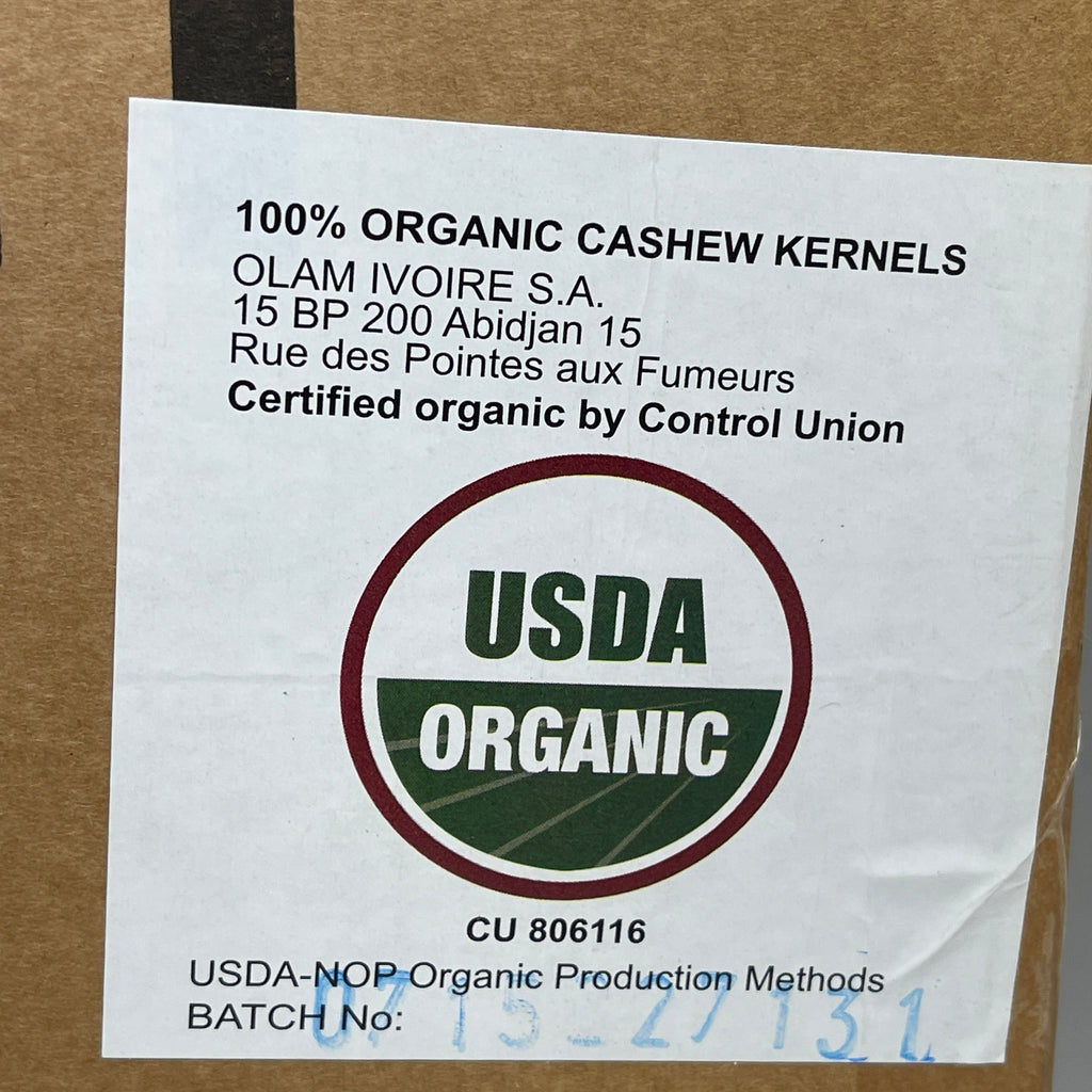 OLAM 100% Organic Blanched Cashew Kernels 50 LBS
