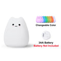 Touch Night Light Colorful Cat Silicone Animal Light Led Cartoon Lamp Bedroom Decoration Lights Bedside Lighting