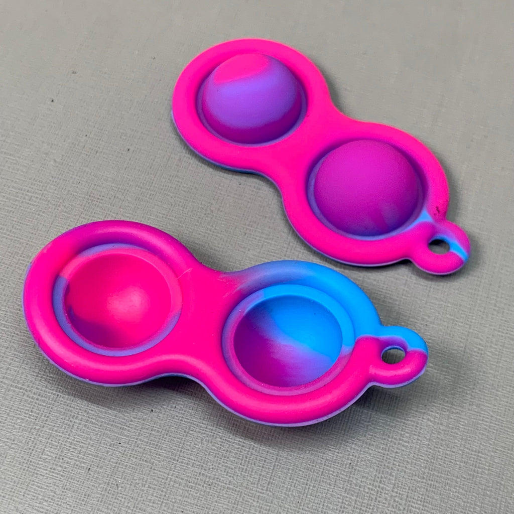 BEST WHOLESALE 2-PACK! Wireless Headphone Bubble Popping Case 2.5" x 2" Blue/Pink