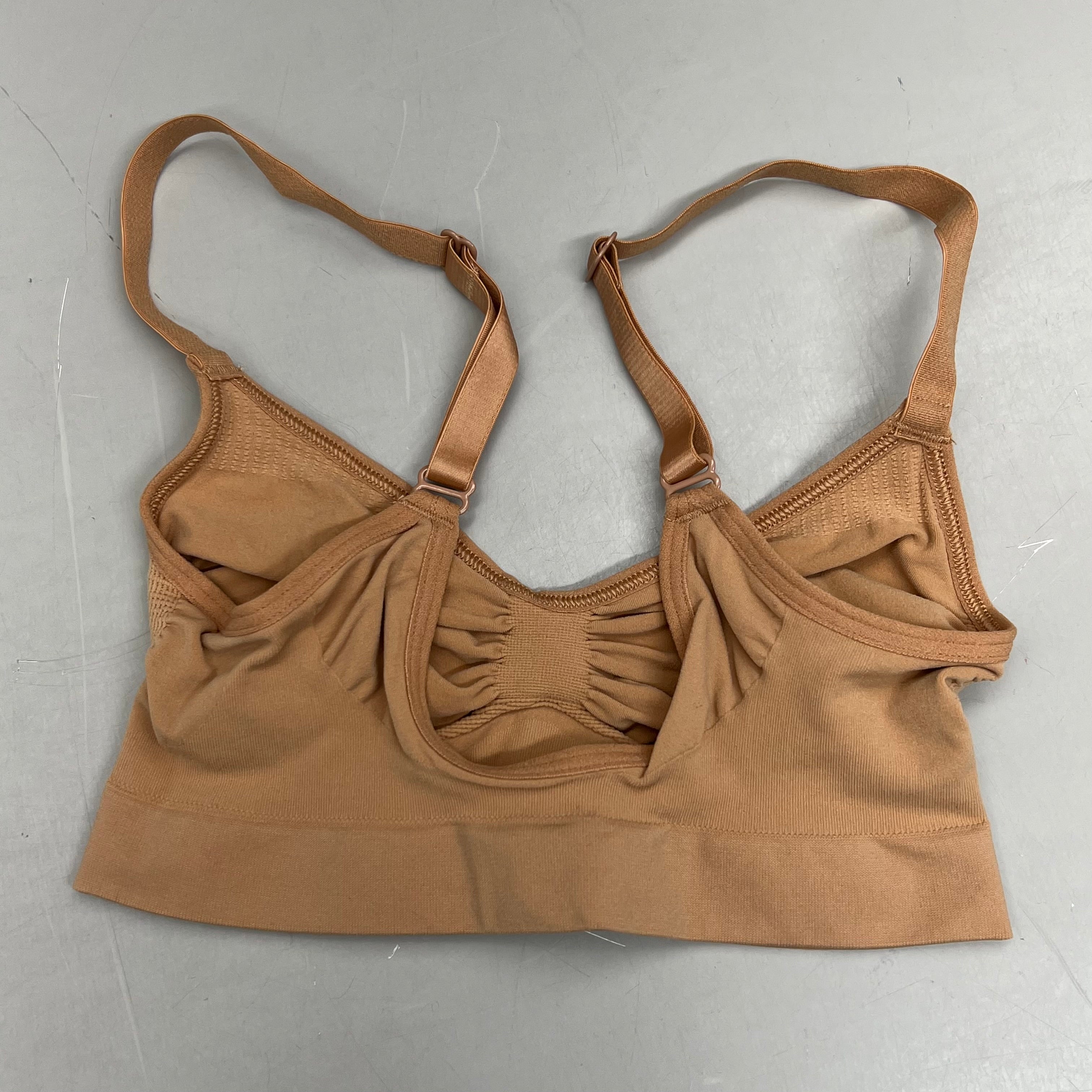 SKIMS Strong Support Seamless Bralette Pique Stitching Women's Sz S Bronze