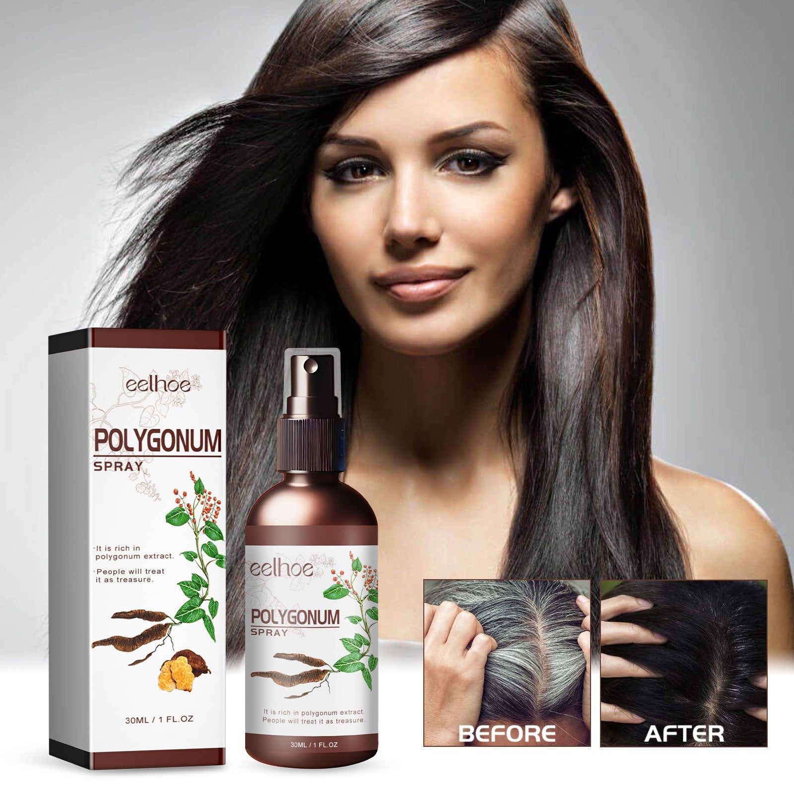 Polygonum Spray, Moisturizing Hair Smooth Shine Thick Solid Hair Black Hair Conditioning Spray