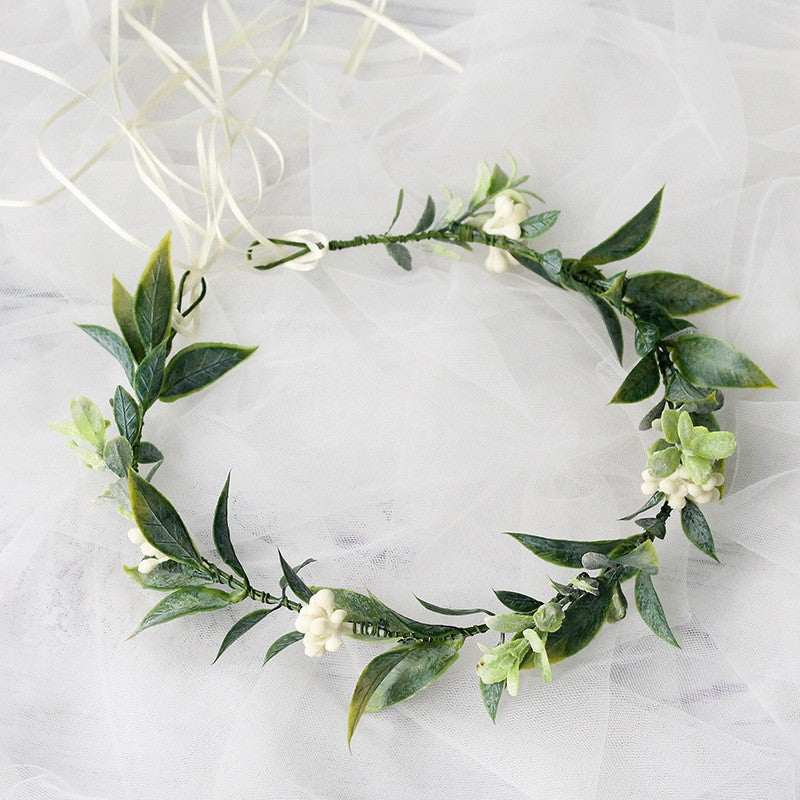Minimalist Forest Flower Wreath Headflower Pregnant Women Spring Forest Shooting Green Plants Fresh Headwear Children's Festival Accessories