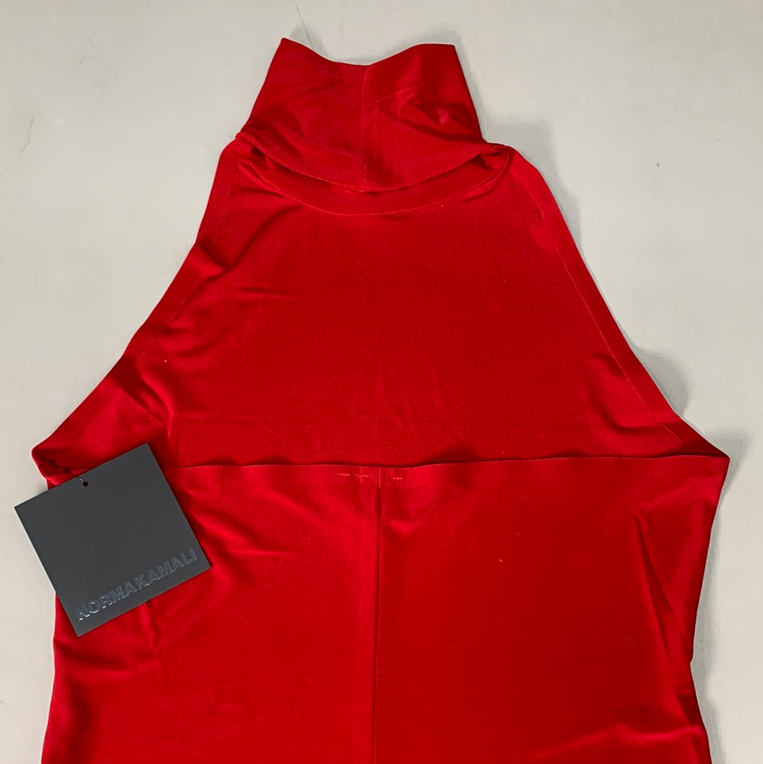 NORMA KAMALI Halter Turtle Side Slit Gown SZ M/38 Red KK4223PL236004 (New) no