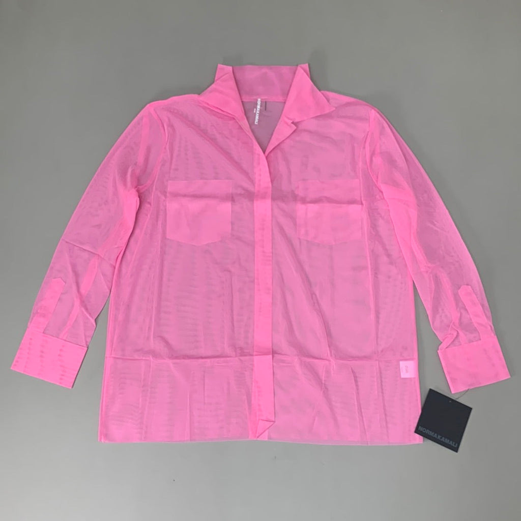 NORMA KAMALI Nk Shirt w/ Faux Pockets Sz M/38 Candy Pink ST1236MS963966