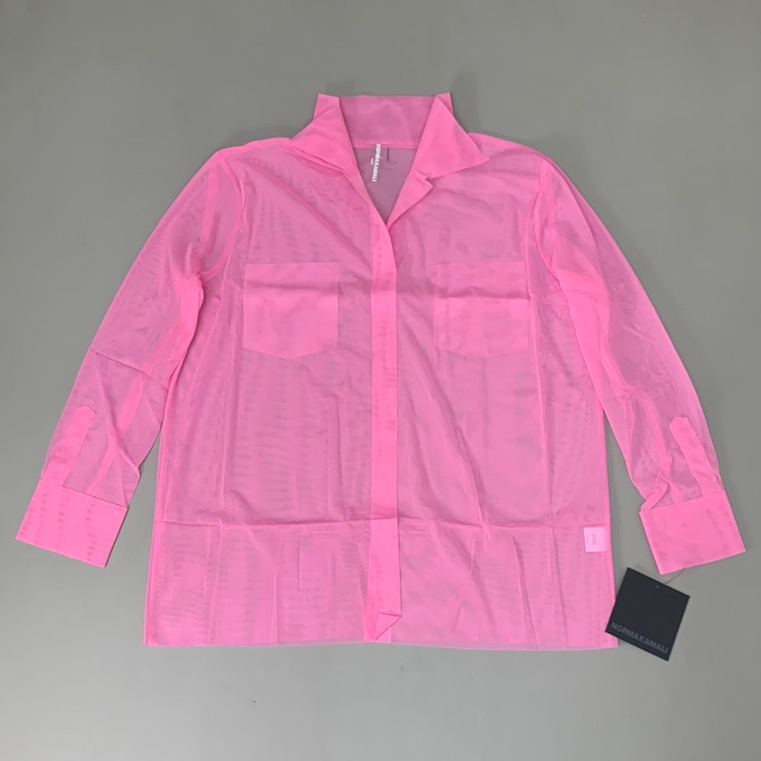 NORMA KAMALI Nk Shirt w/ Faux Pockets Sz M/38 Candy Pink ST1236MS963966
