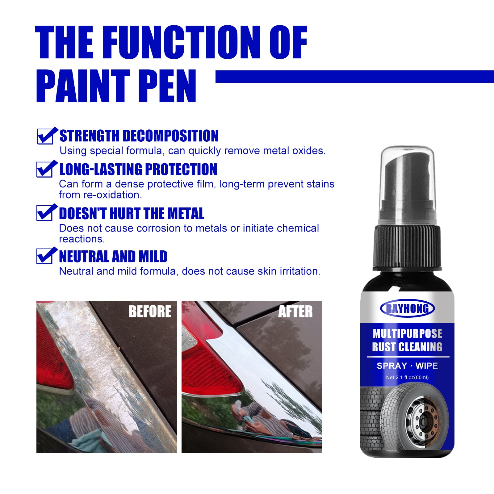 Multipurpose Rust Cleaning, Metal Door And Window Cleaning Rust Remover Screws Bolt Loosening Rust Remover Converter