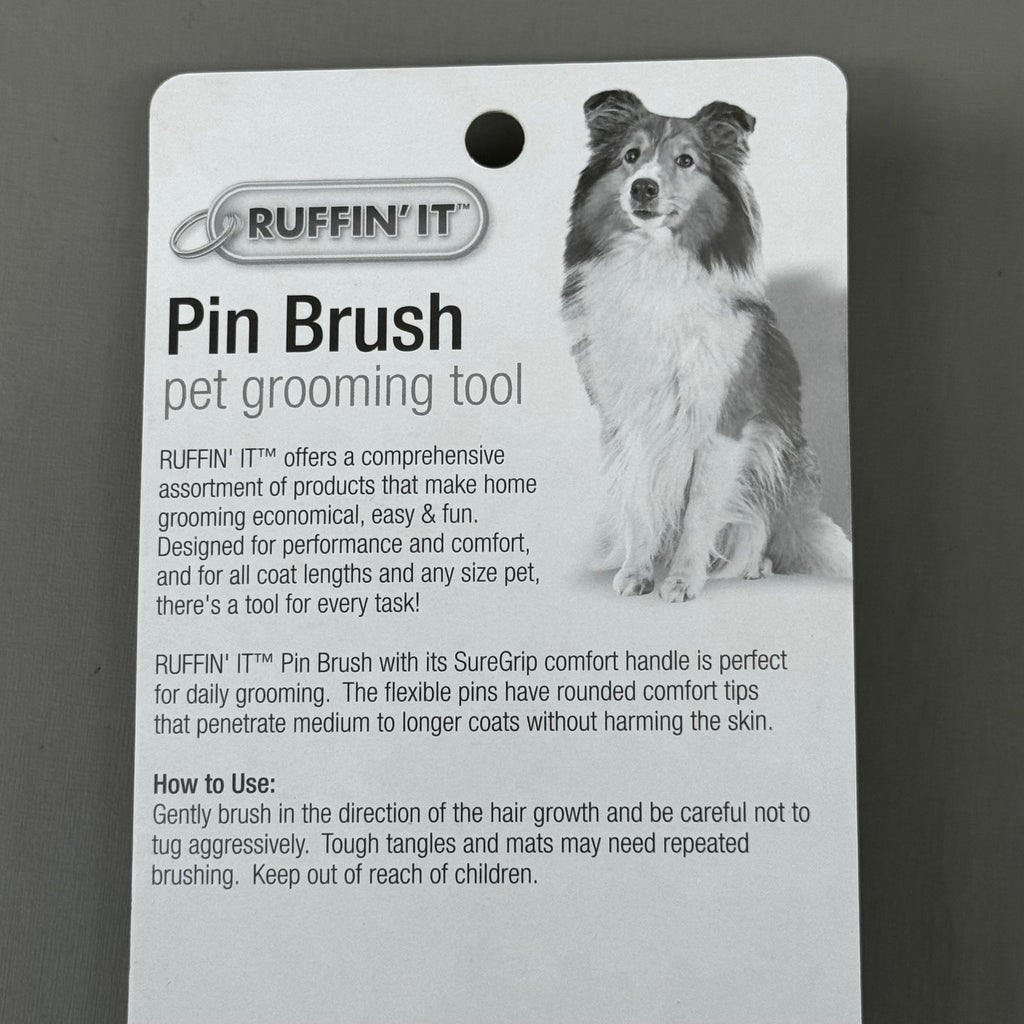 RUFFIN' IT (2 PACK!) Pin Brush Pet Grooming Brush Supergrip Comfort Handle 8 1/2" 19722