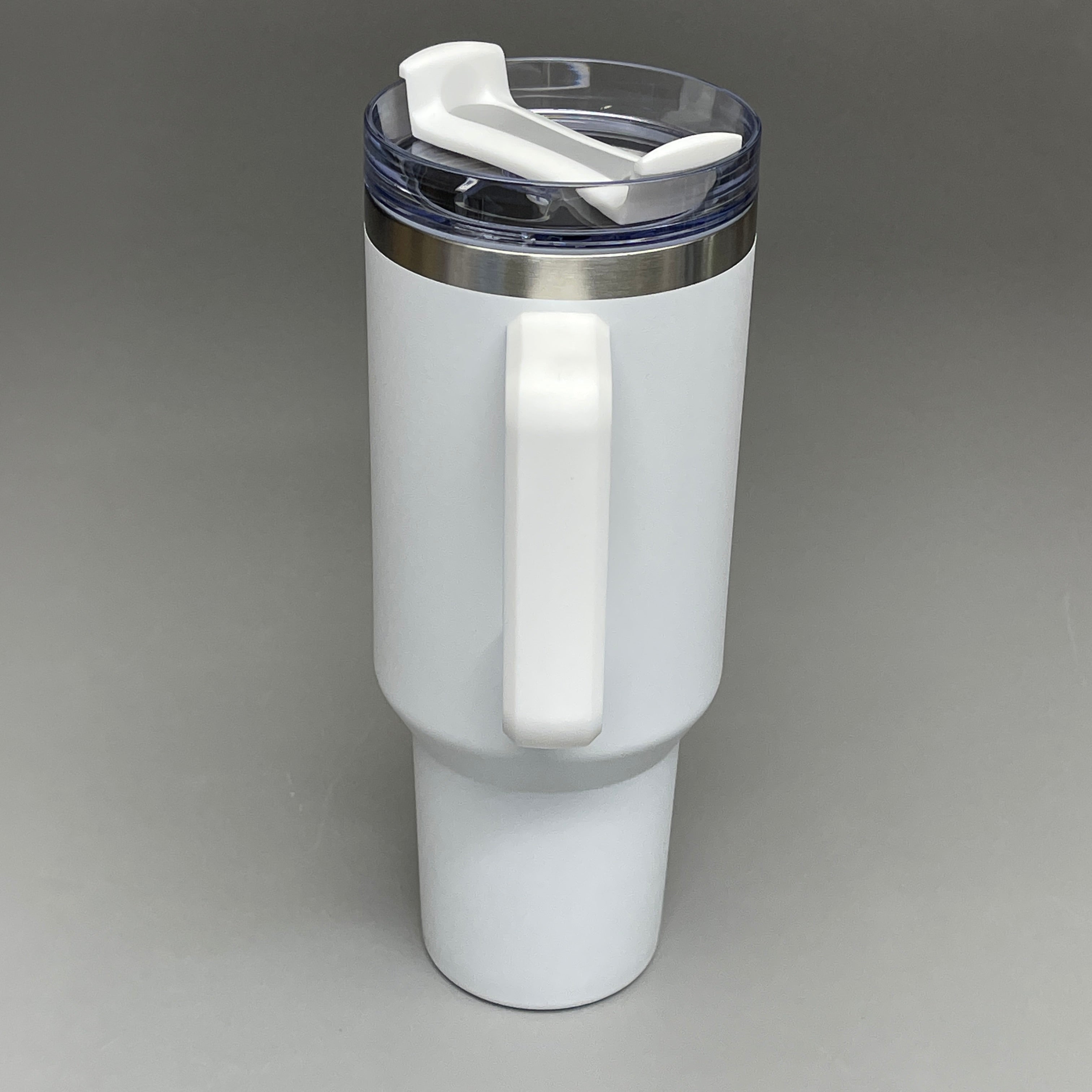 TUMBLER (2 PACK) Insulated Stainless Steel Travel Mug w/ Lid Handle Straw 40 oz White