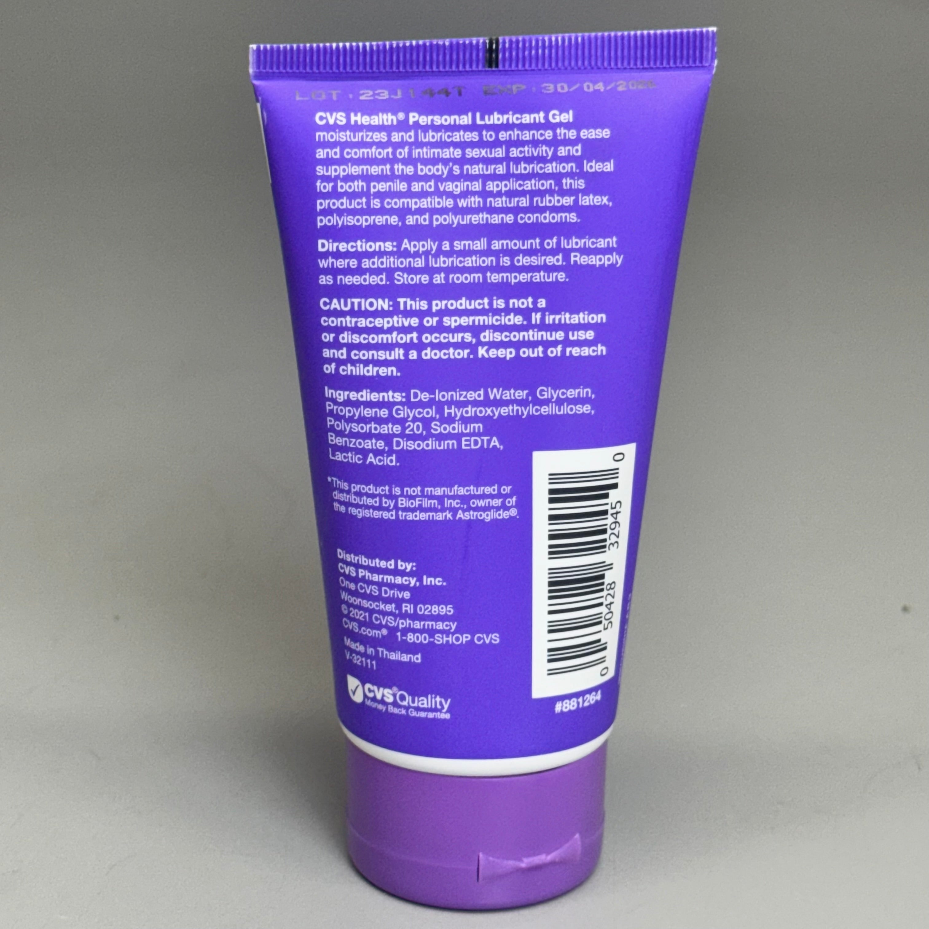 CVS HEALTH (2 PACK) Personal Lubricant Water-Based Tube 4oz Each Exp 04/26