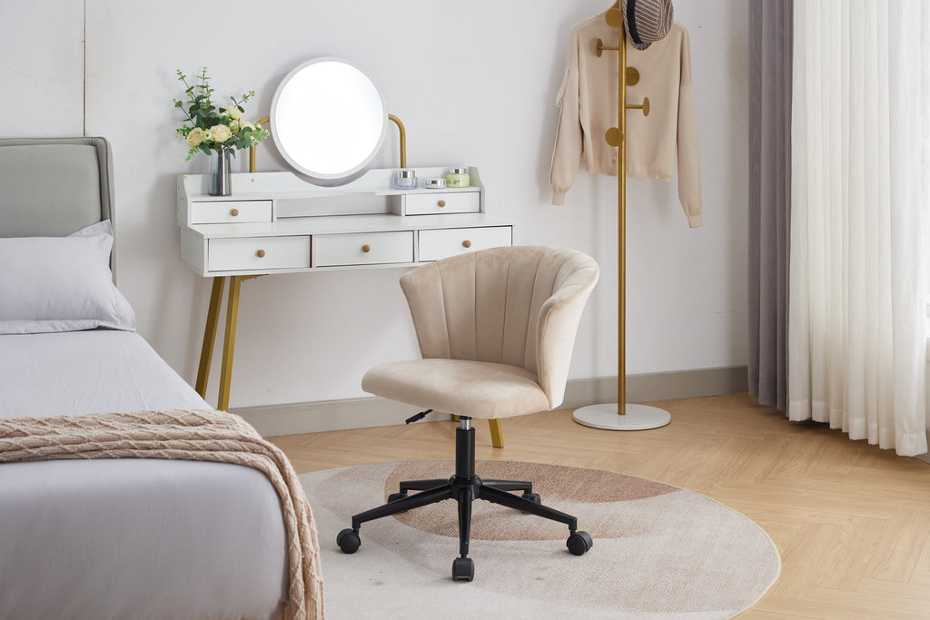 Home Office Chair, Velvet Fabric Swivel Flower Shape Computer Desk Chair for Home Office or Bedroom