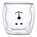 High borosilicate colored glass milk cup, cute bear shaped double-layer glass coffee cup, juice cup, beverage cup