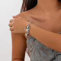 Fashionable and versatile peach heart turquoise bracelet, irregular alloy multi-element shell bracelet