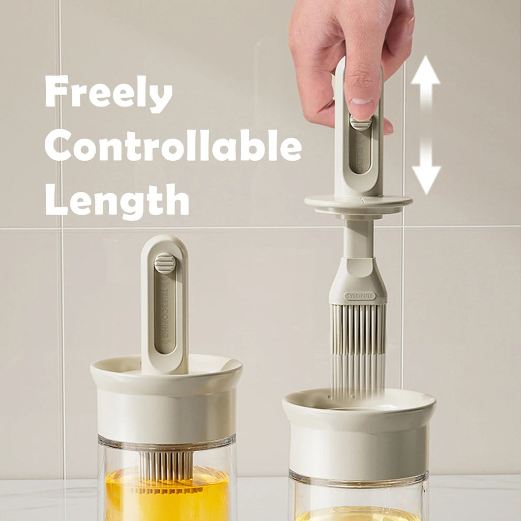 Telescopic Oil Brush Integrated Bottle Adjustable Length High Temperature Resistant Household Kitchen Barbecue Baking Tool
