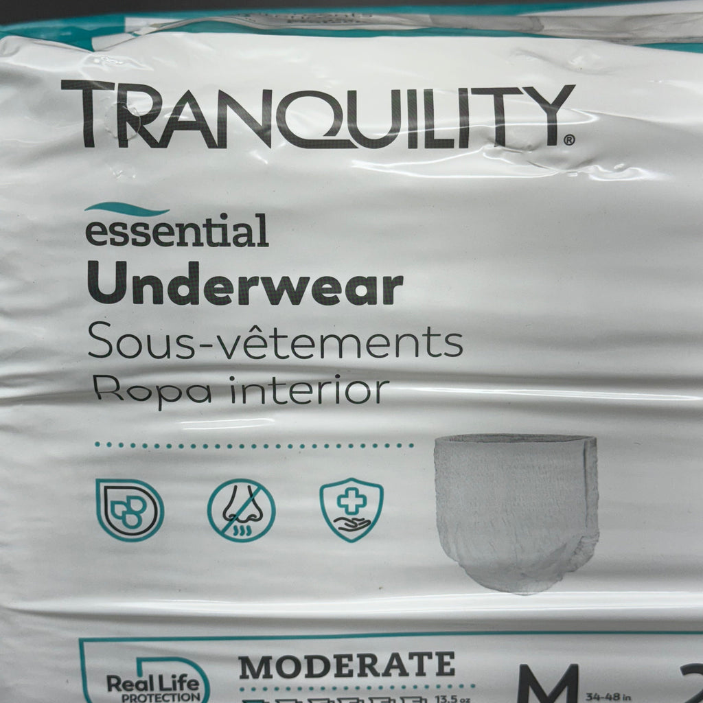 TRANQUILITY 2PK of 25 Essential Underwear - Heavy Medium (34-48in) White