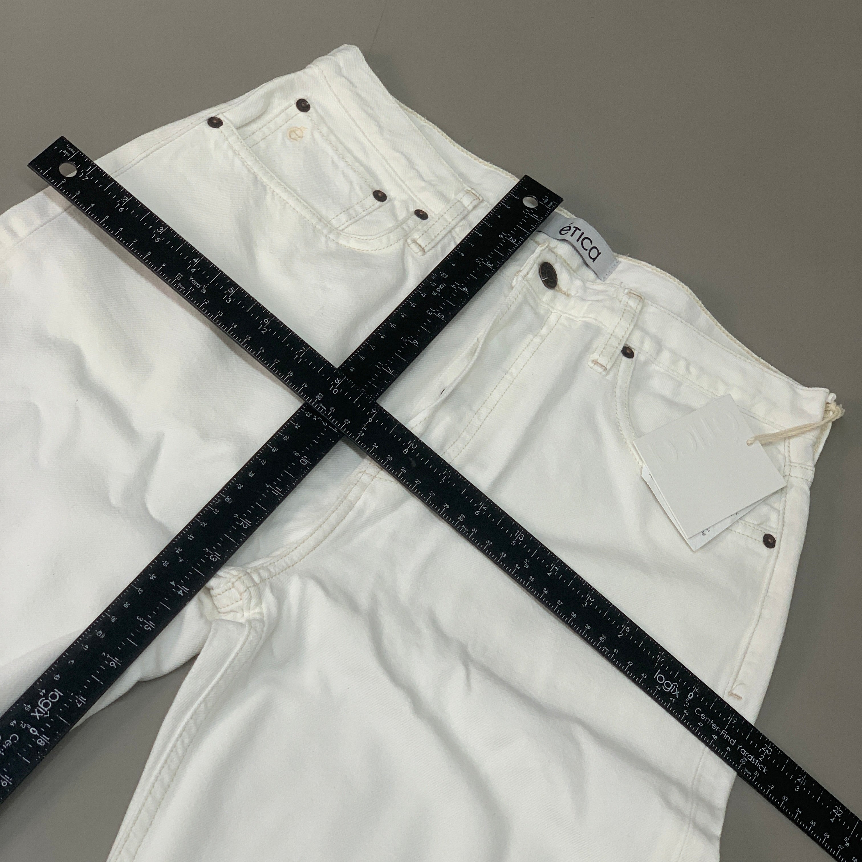 ETICA Tyler High Waist Straight Leg Ankle jeans Vintage White Size 28 EW180114A