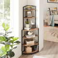 6-story corner open bookshelf modern bookshelf wooden frame independent bookshelf unit, country brown