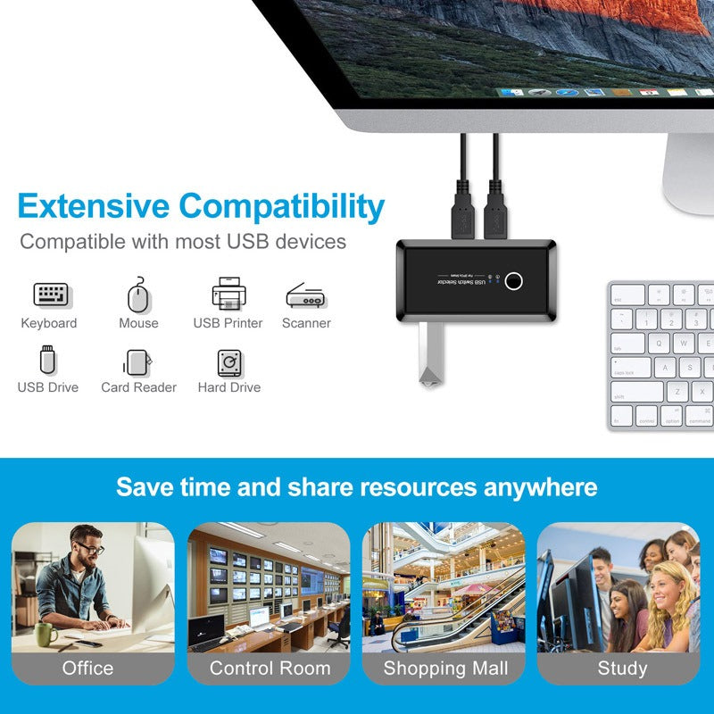 USB 3.0 printer sharer 4-port USB multi interface two computer switchers and splitters