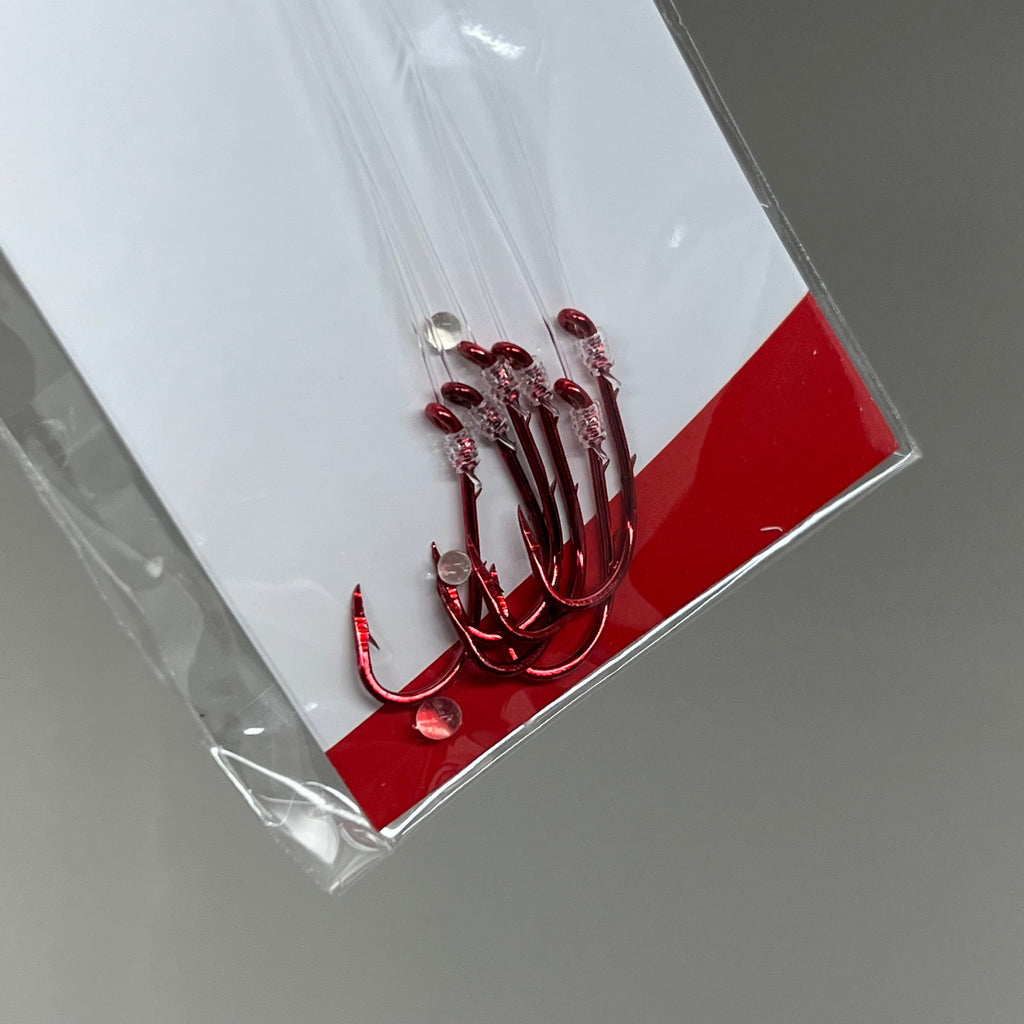 EAGLE CLAW(3 PACK) Medium Wire Baitholder Snell Worms & Chunk Red #6 6pc 391GE-6